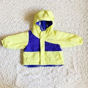 Columbia Snow Slush Puffer Reversible Winter Coat, Neon Light/ Light Grape, 12 M